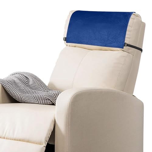 Recliner Headrest Protector-Faux Leather Headrest Covers for Recliners,Recliner Headrest Cover with Elastic Straps,Chair Headrest Covers for Recliners Protector 17 x 27 in(Peacock Blue) - color: Peacock Blue