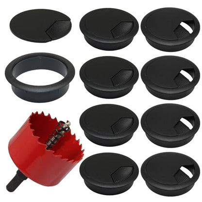 12PCS Desk Grommet,2-3/8Inch(60mm) Cable Grommet Hole Cover with Hole Saw,Ideal Solution for Office Home Table Cable Management Workers - size: 2-3/8"(60mm)