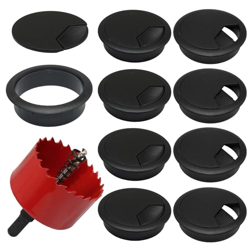 12PCS Desk Grommet,2-3/8Inch(60mm) Cable Grommet Hole Cover with Hole Saw,Ideal Solution for Office Home Table Cable Management Workers - size: 2-3/8"(60mm)