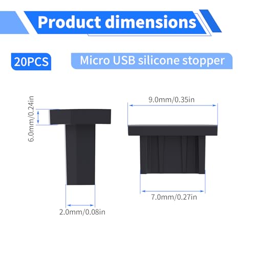 Micro USB Plug Protective Cover 20 Pcs Anti-Dust Protector Caps, Plug Protector Caps for Micro USB Female Ports and Computers Black Silica Gel - color: Black, size: Micro USB
