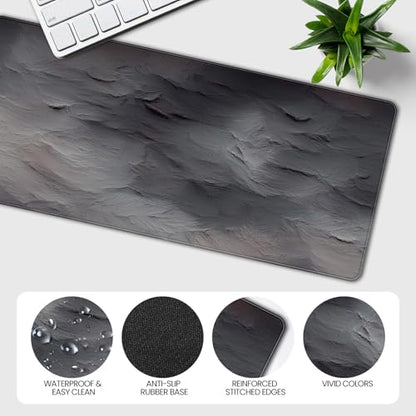 XXL Gray Mouse Pad with a Cement Wall Texture Design, 35.4 x 15.7 inches, Non-Slip Rubber Base, and Waterproof Microfiber Cloth Surface, Suitable for Home Office and Work environments. - color: Gray Concrete Cement Print