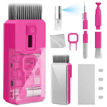 All-in-1 Keyboard Cleaner and Laptop Cleaning Kit - Professional Computer Screen-Safe Tools for MacBook and Electronics - Portable Brush Set for Gamers and Remote Professionals, HotPink - color: HotPink