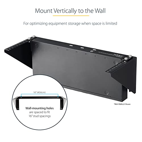 StarTech 5U Vertical Wall-Mount Rack Bracket, 19in, 200lb (RK519WALLV) - size: 5U