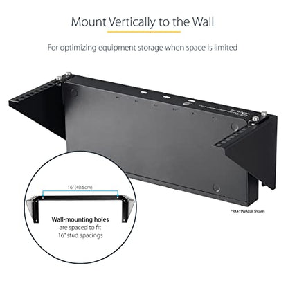 StarTech 5U Vertical Wall-Mount Rack Bracket, 19in, 200lb (RK519WALLV) - size: 5U