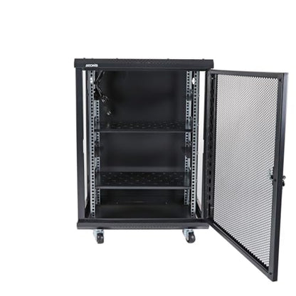 AEONS 15U 19-Inch Professional Wall Mount Network Server Cabinet Enclosure 24” Deep Computer Electronics Data Equipment Rack Vented Door Mid-Depth Black - style: 15U-24"D [Vented]