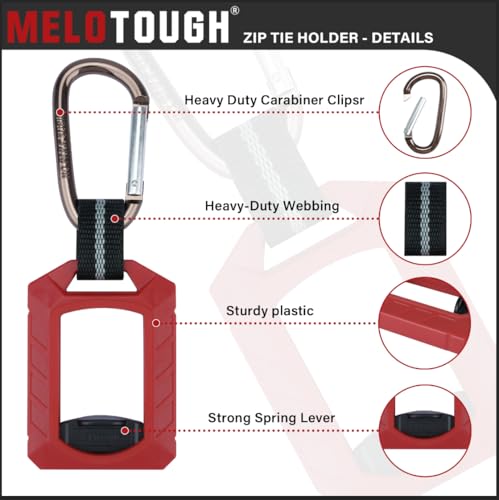 Melotough Zip Tie Organizer Band,Zip Tie Holder,Reusable,Cable Tie Bracket for Multi-Purpose Indoor and Outdoor Use,Red,1Pcs - color: Red