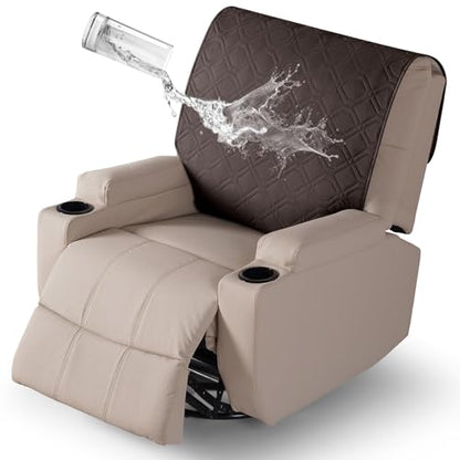 VANSOFY Recliner Chair Covers 100% Waterproof Backrest Cover Reclining Cover Non-Slip Dog Chair Cover Furniture Protector Washable Slipcover Elastic Straps for Pets, Dogs(Chocolate) - color: Chocolate