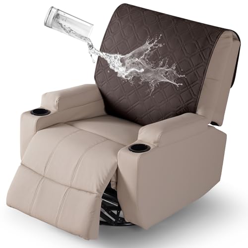 VANSOFY Recliner Chair Covers 100% Waterproof Backrest Cover Reclining Cover Non-Slip Dog Chair Cover Furniture Protector Washable Slipcover Elastic Straps for Pets, Dogs(Chocolate) - color: Chocolate