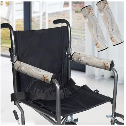Wheelchair Armrest Covers Beach Shell Starfish Wheel Chair Accessories Adults 2 Pack Wheelchair Arm Pads for Office Transport Chair - color: Beach Shell Starfish