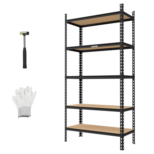 Garvee 5-Tier Heavy Duty Storage Shelving Unit, Adjustable MDF & Metal Garage Shelves, 2756 Lbs Capacity, 35.4" W x 15.7" D x 72" H, for Garage Basement Pantry - size: 72" H x 35.4" W x 15.7" D