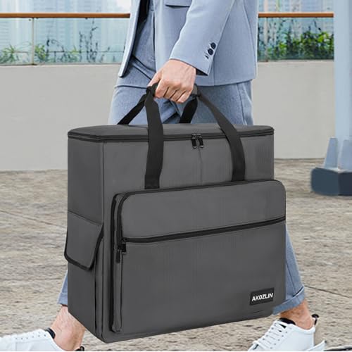 AKOZLIN PC Travel Case Desktop Carrying Case PC Bag Padded Nylon Carry Tote Bag for Transporting Computer Tower PC Chassis Keyboard Mouse Accessories Grey - color: Grey