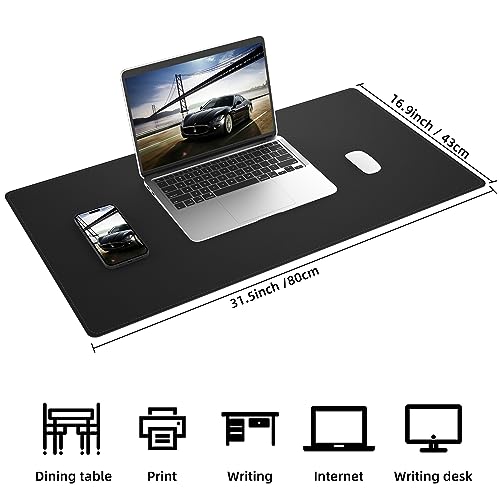 AFIING Desk Mat, Black, 31.5" x 17", Cork Desk Pad Protector | Dual-Sided Cork & PU Leather, Waterproof, Non-Slip for Mouse Pad, Office, Home & Writing - color: Black, size: 31.5" x 17"