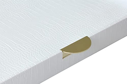 HofferRuffer Extra Large Square Serving Tray, Elegant Faux Leather Ottoman Tray with Gold Hardware Handles, Serve Tea, Coffee or Breakfast in Bed, 23.6 x 23.6 inches, White Large Square - color: White, size: 23.6" x 23.6" x 2"