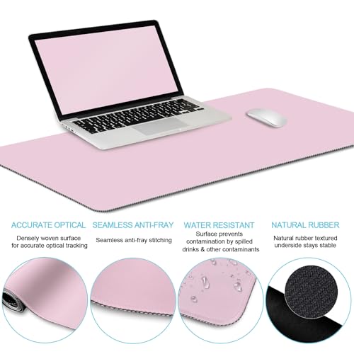LIMKRIAN Pink Mouse Pad Set, Complete XXL Desk Mat with Ergonomic Keyboard Support & Coaster, Featuring Mouse Pad with Gel Wrist Rest for Pain Relief, Soft Pink Home Office Gaming Accessories Gift - color: XXL-03 Blush Pink