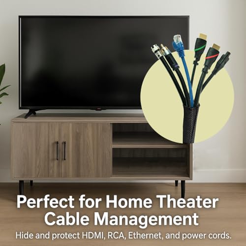 MGI SpeedWare Woven Mesh Split-Sleeve Wire Loom for High-Temperature Automotive Harness and Home Cable Management - 25 feet (1/2") - size: 1/2"