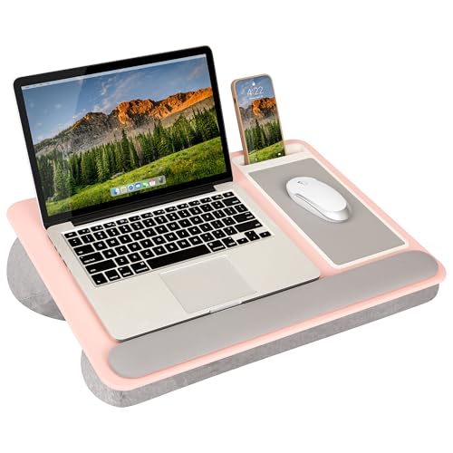 LAPGEAR Home Office Pro Lap Desk with Wrist Rest, Mouse Pad, and Phone Holder - Pink - Fits up to 15.6 Inch Laptops - Style No. 91604 - color: Blush Pink, size: Home Office Pro W/Wrist Rest