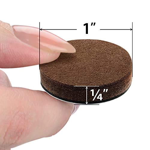 24 Heavy-Duty Felt Furniture Pads 1” 1/4” Thick X-Protector! Round Felt Pads for Furniture Feet - The Best Felt Floor Protectors for Furniture to Prevent Scratches. Protect Your Hard Floor! (Brown)