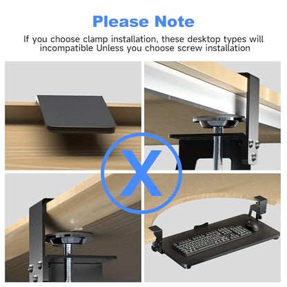 XINLEI Keyboard Tray Under Desk Large C-Clamp 25.6” (30” Including Clamps) x 11.8” Slide-Out Platform Computer Drawer Pull Out Keyboard & Mouse Tray Black DSF4 - style: DSF4