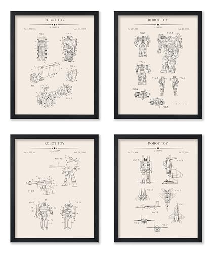 Poster Master 4-Piece Transforming Robots Patent Print - Toys Blueprint Poster - Science Fiction Art - Technical Drawing Wall Design - Kid's Room or Living Room Wall Decor - 8x10 UNFRAMED Wall Art - color: Patent Kids 18, size: 8"L x 10"W