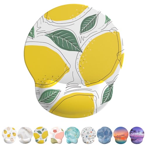 eulps Mouse Pad with Wrist Rest, Comfortable Computer Mousepad with Gel Wrist Support Smooth Surface and Non-Slip PU Base for Pain Relief, Laptop, Office & Home (Lemon) - color: Lemon
