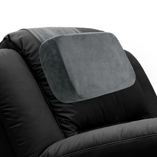 HOMBYS Memory Foam Neck Pillow for Recliner, Adjustable Headrest Cushion with Soft Plush Fabric and Medium Firm Filling, Design for Recliner Sofa Armchair, Machine Washable and Non-Slip (Dark Gray) - color: Grey