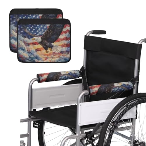 Wheelchair Armrest Pads American Eagle Flag Wheelchair Accessories Chair Arm Pads Universal for Wheelchair Armrests Office Patriotic Decoration - color: American Eagle Flag