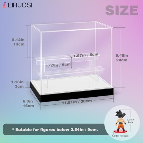 Acrylic Display Case with RGBW LED Light, 3 Tier Clear Display Box, Dustproof Display Cabinet Shelf for Action Figures and Collectibles, Mini Toys, Assembly Showcase (11.81x6.3x10.63in) - size: 3 Tier 11.81x6.3x10.63in
