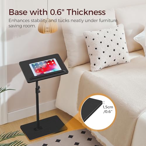 MAHANCRIS TV Tray Table, Height Adjustable TV Trays with 360° Swivel, Space-Saving Side Table for Couch, Multi-Functional Sofa Table with Anti-Slip Bar, Bedside, Black ETBK4501 - color: Black