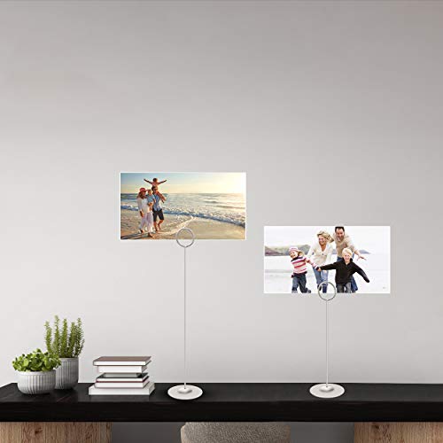 Urban Deco 16 Pieces Table Card Holder 8 inches Table Number Holders Place Steel Card Holders for Photos, Food Signs, Memo Notes, Weddings, Restaurants, Birthdays（Matte Silver） - color: Matte Silver