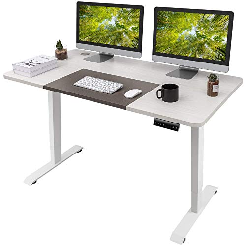 Homall Height Adjustable Electric Standing Desk, 55 x 28 Inches Stand Up Desk, Sit Stand Home Office Desk Computer Workstation with T-Shaped Metal Bracket (White)