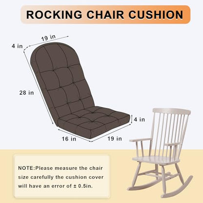 Rocking Chair Cushion - Chenille Fabric, High-Density Sponge, Durable Comfort Double-Sided Tufted Seat Pads with Ties, Chenille︱Dark Brown, 44x19x4 inch - color: Reversible | Dark Brown