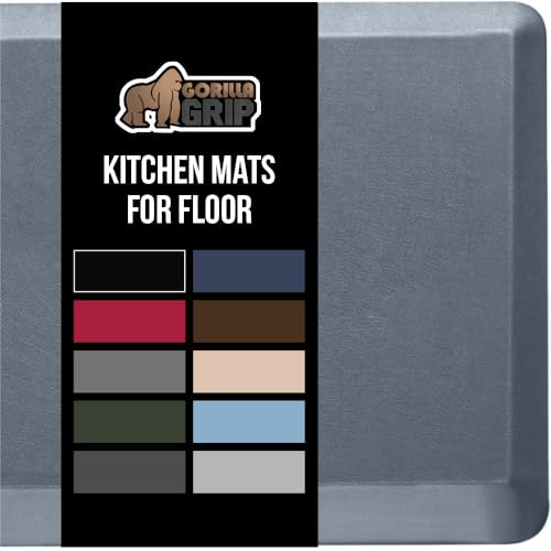 GORILLA GRIP Comfortable Cushioned Kitchen Mats for Floor, Waterproof and Stain Resistant Soft Top, 3/4 Inch Thick Ergonomic Standing Desk Anti Fatigue Mat, Foam Supports Ankles, Feet, 17x24, Charcoal - color: Charcoal, size: 17" x 24" x 3/4"