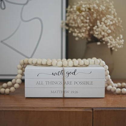 Decorative Books for Home Decor, Wooden Faux Book for Decoration, Farmhouse Stacked Display Books (with god ALL THINGS ARE POSSIBLE) - style: with god ALL THINGS ARE POSSIBLE