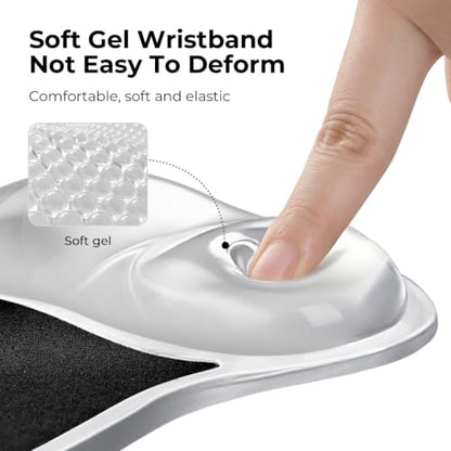 EooCoo Ergonomic Waterproof Mouse Pad with Gel Wrist Rest Support | Middle Concave Design, Leather Mouse Pad Surface, Relieve Wrist Pain, Computer Office Desk Accessories - color: Transparent Black