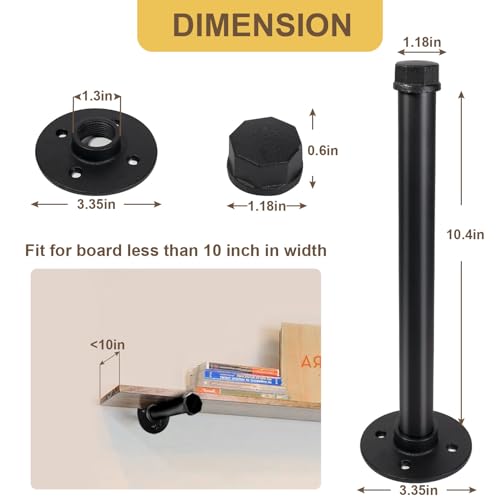 Pintuson 6 Pcs Industrial Pipe Clothes Bar 10 Inch - Wall Mount Clothing Rack - Face Out Closet Rods for Hanging Clothes Commercial Retail Boutique Laundry Shirt Display - Black - color: Black 10" Clothes Rack