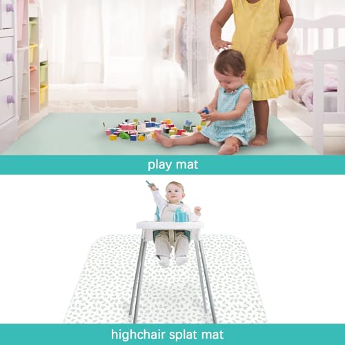 Biloban Baby Splat Mat 2 Pack for Under High Chair & Arts & Crafts & Eating Mess, 46 x 42 Inch Waterproof and Washable Spill Mat, Anti-Slip Floor Protector - color: Green Leaf
