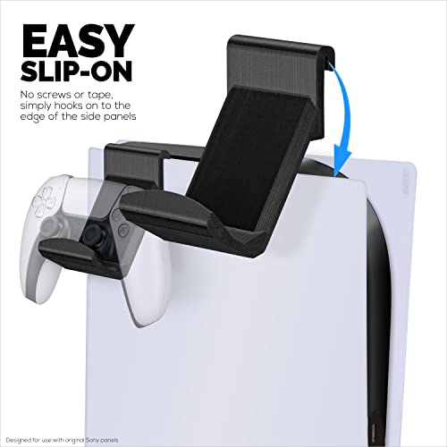BRAINWAVZ PS5 Game Controller Console Holder Mount (2 Pack) for PS5 Dual Sense Gamepad, Hook-On Hanger Design, No Damage or Adhesive (Black) - color: White