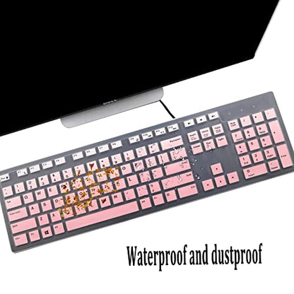 i-Tensodo 2 PCS Keyboard Cover for Dell Inspiron/Optiplex Desktop 5250 3050 3240 5460 7450 7050 3475 3670 3477 |Dell KM636 /Dell KB216 Keyboard US Layout Keyboard Cover - color: OmbrePink+Clear