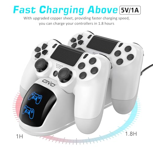 OIVO PS4 Controller Charging Dock Station, Dualshock 4 Controller Charger with 1.8Hrs Charging Chip, White - color: White, size: 8.12inch - PS4