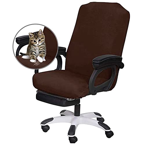 SARAFLORA Office Chair Cover- Large, Brown- Removable Computer Chair Cover for Office Chair with Zipper for Universal Rotating Chair Desk Chair Cover High Back Chair Seat Washable Protector for Pets - color: Brown, size: Large | 1PCS