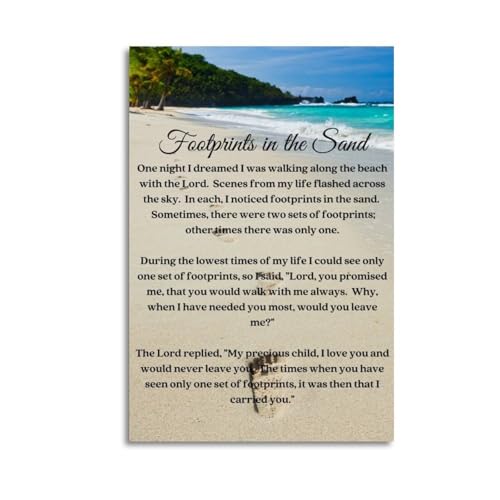 Footprints In The Sand Poems And Paintings Inspirational Poster Art Print Canvas Wall Art Kitchen Living Room Classroom Bedroom Office Home Aesthetic Decoration 16x24inch(40x60cm) Unframe-style-3 - color: Unframe-style-3, size: 16x24inch(40x60cm)