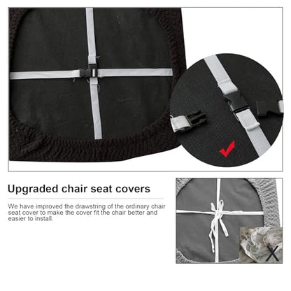 Genina Seat Covers for Dining Room Chair Seat Slipcovers Kitchen Chair Covers (Black, 6 Pcs) - color: Black, size: 6 PCS