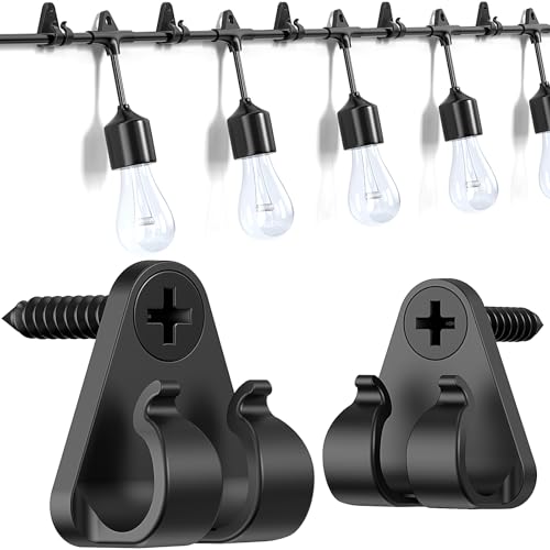 Lewufe Hooks for Outdoor String Lights Clips, Christmas Light Clips Weatherproof, Lights Hanger Hooks for Hanging Christmas Light, Fairy Light, Cable, Holiday Decor - Black, 50 Pack - color: Black