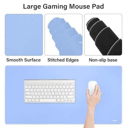 MOSISO Keyboard Mouse Pad Set, Gaming Mouse Pad&Keyboard Wrist Rest&Wrist Rest, Ergonomic Wristrests with Memory Foam Home Office Easy Typing Cushion Non-Slip Mousepad, Air Blue - color: Air Blue