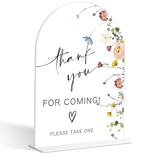 Please Take One Sign, Flower Style Bridal Shower Sign for Wedding, Engagement, Bridal Shower and Reception, Dessert Table Decorations, Wedding Shower Favors, 6X8 Inch Acrylic Arch Sign with Stand,33 - color: Please Take,33