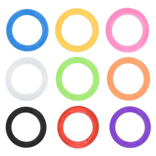 PATIKIL Key Caps Covers Set, 9 Pack Keys Ring Coding Tags Identifiers Silicone Case Shell Protector for Office House Apartment, 9 Assorted Colors