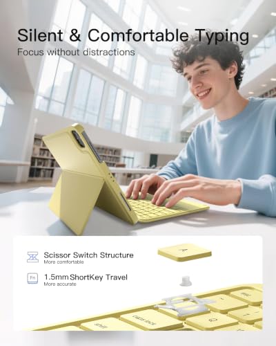 Inateck for iPad (A16) 11th/10th Gen 450g Ultralight Keyboard Case, Air 11" 2026 M4 /M3/M2, Air 5/4th, Pro 11 4/3/2/1th,1 Second Magnetic Detachable Keyboard with Touchpad, AceTouch, Yellow - color: Yellow