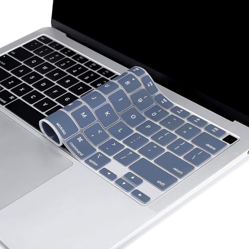 MOSISO Keyboard Cover Compatible with MacBook Air 13 inch 2022 2021 2020 Release A2337 M1 A2179 Retina Display with Touch ID Backlit Magic Keyboard, Waterproof Protective Silicone Skin, Steel Blue - color: Steel Blue