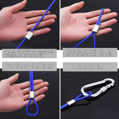 Pack of 50 Aluminum Crimping Loop Sleeve Cable Crimp for 1/4 inch Diameter Double Ferrule Wire Rope and Cable (6mm)