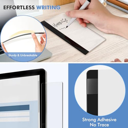 DOLLAR BOSS 2 Pcs 5.5" x 3.1" Transparent Acrylic Monitor Memo Board | Office Desk Accessories, Computer Screen Side Note Holder, Clear Message Board, For Sticky Notes Memos, Fits PC & Laptop - size: 5.5''x3.1''-2pcs